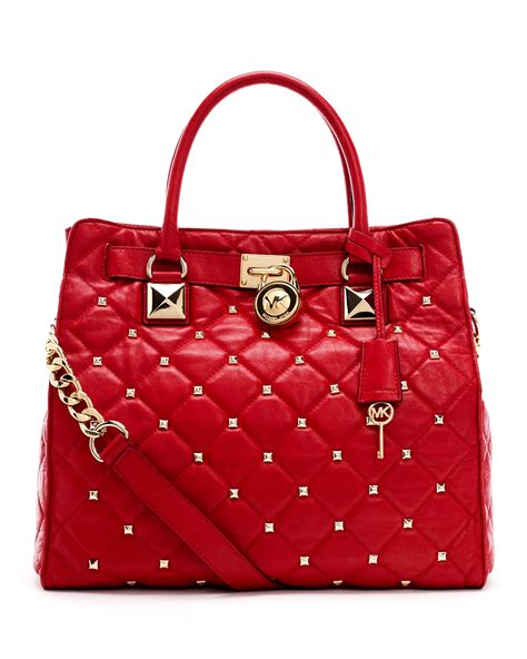 michael kors red hamilton studded bag|Michael Kors Hamilton large tote.